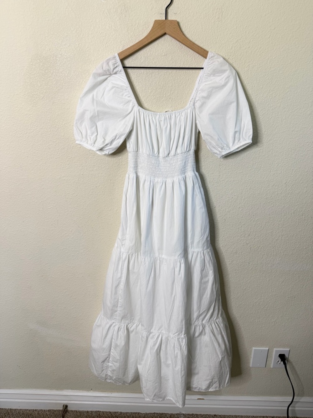 NWT Faithfull The Brand Kiona White Midi Dress Tiered Poplin Womens Size 4 / S - Picture 10 of 12